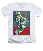 Rubino Float Astronaut - Men's V-Neck T-Shirt Men's V-Neck T-Shirt Pixels White Small 