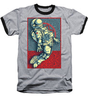 Rubino Float Astronaut - Baseball T-Shirt Baseball T-Shirt Pixels Heather / Black Small 