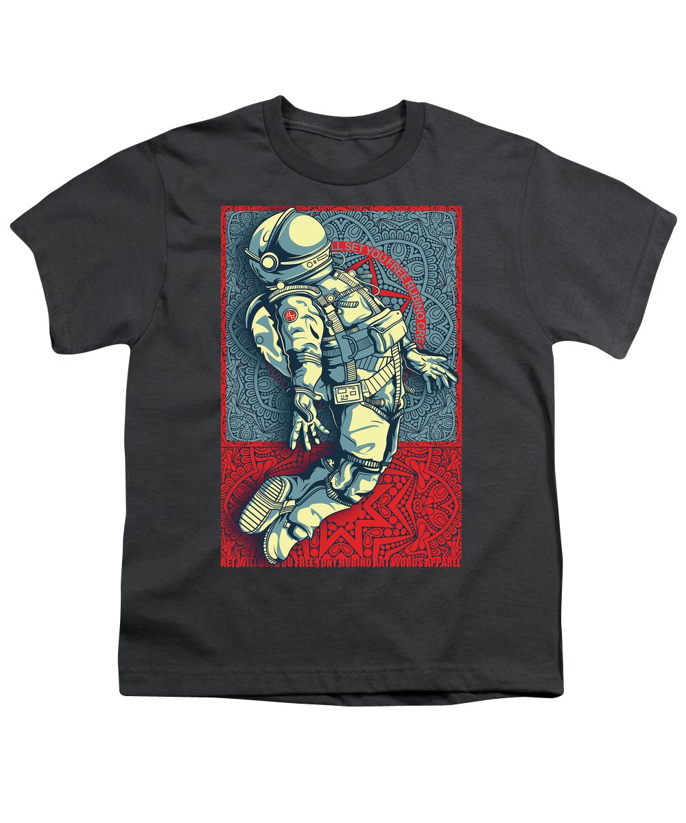Rubino Float Astronaut - Youth T-Shirt Youth T-Shirt Pixels Charcoal Small 