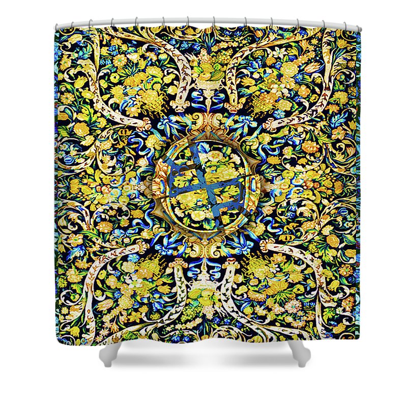 Rubino Floral Carpet - Shower Curtain Shower Curtain Pixels 71