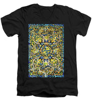 Rubino Floral Carpet - Men's V-Neck T-Shirt Men's V-Neck T-Shirt Pixels Black Small 
