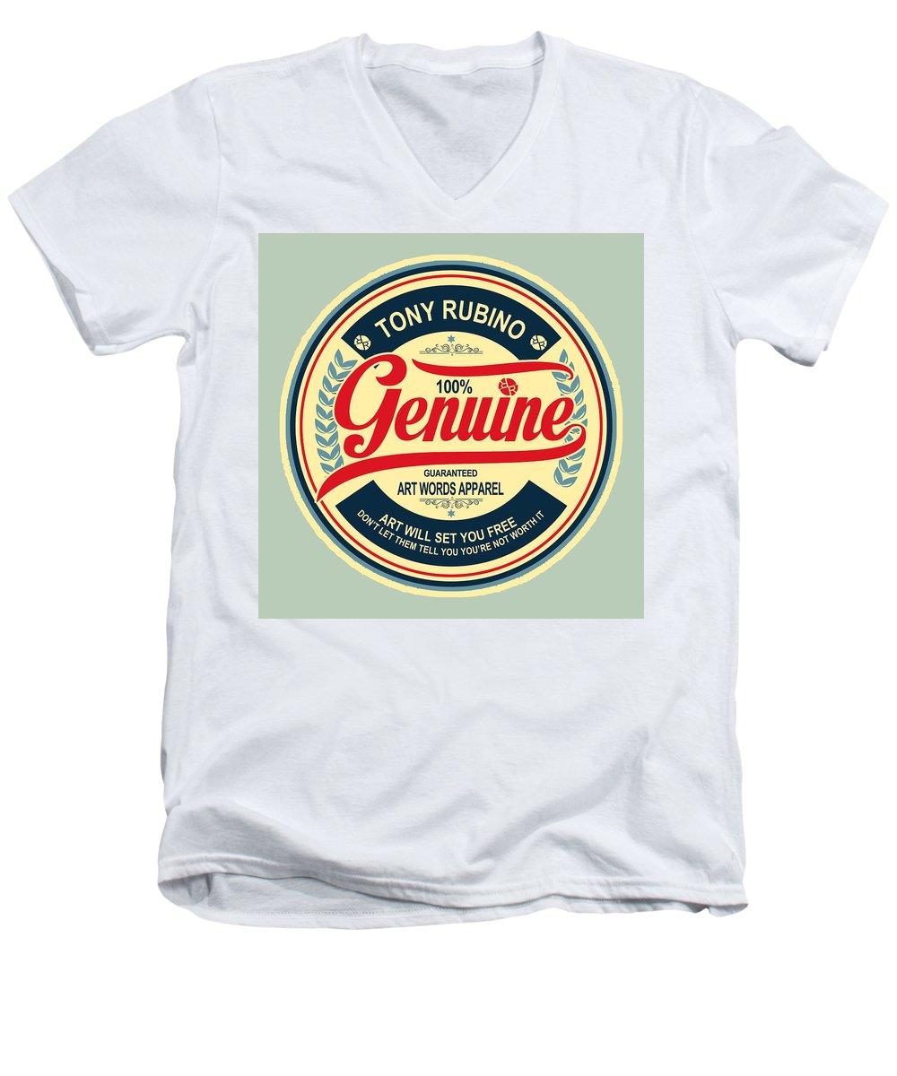 Rubino Genuine - Men's V-Neck T-Shirt Men's V-Neck T-Shirt Pixels White Small 