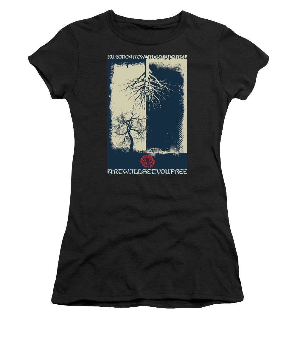 Rubino Grunge Tree - Women's T-Shirt (Athletic Fit) Women's T-Shirt (Athletic Fit) Pixels Black Small 