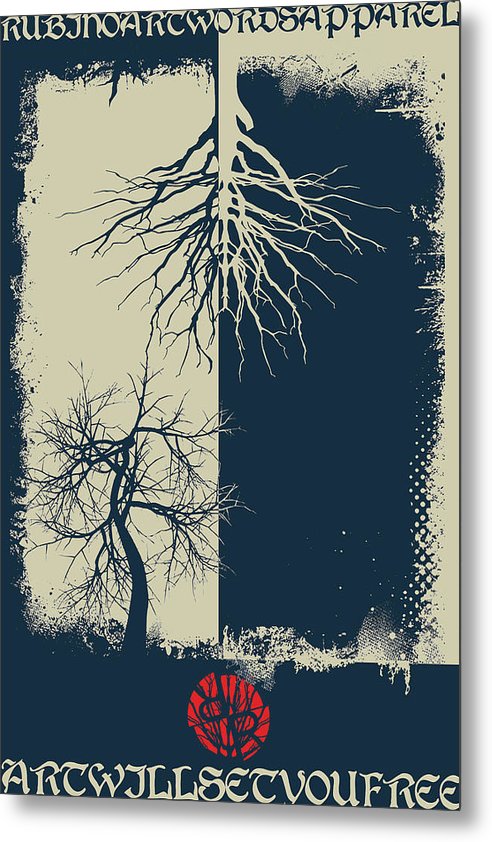 Rubino Grunge Tree - Metal Print Metal Print Pixels 6.625