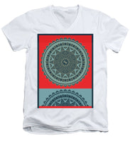 Rubino Indian Mandala - Men's V-Neck T-Shirt Men's V-Neck T-Shirt Pixels White Small 