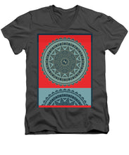 Rubino Indian Mandala - Men's V-Neck T-Shirt Men's V-Neck T-Shirt Pixels Charcoal Small 