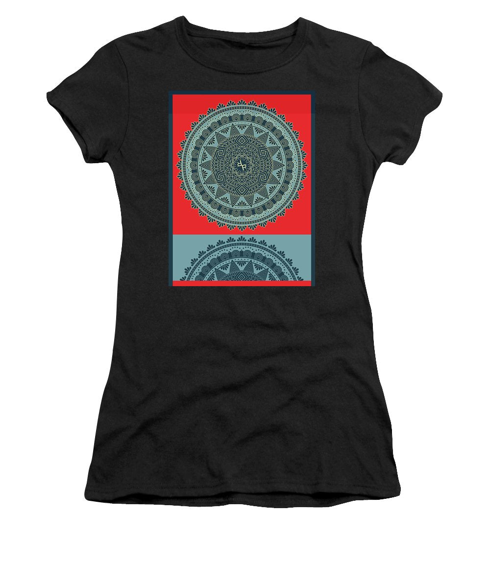 Rubino Indian Mandala - Women's T-Shirt (Athletic Fit) Women's T-Shirt (Athletic Fit) Pixels Black Small 