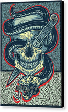 Rubino Logo Tattoo Skull - Canvas Print Canvas Print Pixels 6.625" x 10.000" Black Glossy