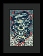 Rubino Logo Tattoo Skull - Framed Print Framed Print Pixels 6.625" x 10.000" Black Black