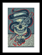 Rubino Logo Tattoo Skull - Framed Print Framed Print Pixels 9.375" x 14.000" Black White