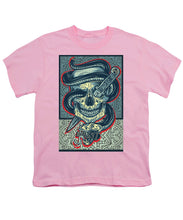 Rubino Logo Tattoo Skull - Youth T-Shirt Youth T-Shirt Pixels Pink Small 