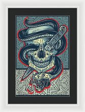 Rubino Logo Tattoo Skull - Framed Print Framed Print Pixels 13.375" x 20.000" White Black