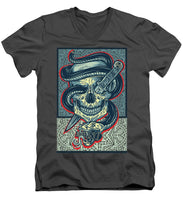 Rubino Logo Tattoo Skull - Men's V-Neck T-Shirt Men's V-Neck T-Shirt Pixels Charcoal Small 