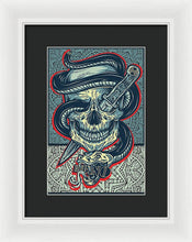 Rubino Logo Tattoo Skull - Framed Print Framed Print Pixels 8.000" x 12.000" White Black