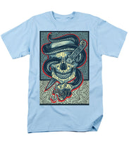 Rubino Logo Tattoo Skull - Men's T-Shirt  (Regular Fit) Men's T-Shirt (Regular Fit) Pixels Light Blue Small 