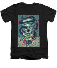 Rubino Logo Tattoo Skull - Men's V-Neck T-Shirt Men's V-Neck T-Shirt Pixels Black Small 