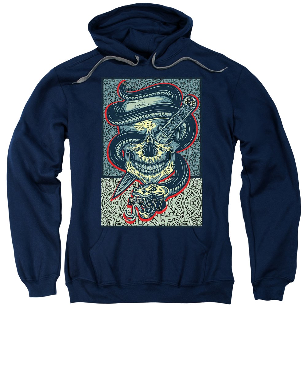 Rubino Logo Tattoo Skull - Sweatshirt Sweatshirt Pixels Navy Small 