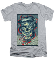 Rubino Logo Tattoo Skull - Men's V-Neck T-Shirt Men's V-Neck T-Shirt Pixels Heather Small 