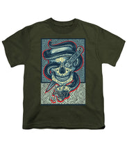 Rubino Logo Tattoo Skull - Youth T-Shirt Youth T-Shirt Pixels Military Green Small 