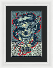Rubino Logo Tattoo Skull - Framed Print Framed Print Pixels 10.625" x 16.000" White Black
