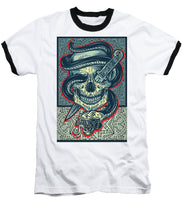 Rubino Logo Tattoo Skull - Baseball T-Shirt Baseball T-Shirt Pixels White / Black Small 