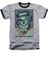 Rubino Logo Tattoo Skull - Baseball T-Shirt Baseball T-Shirt Pixels Heather / Black Small 