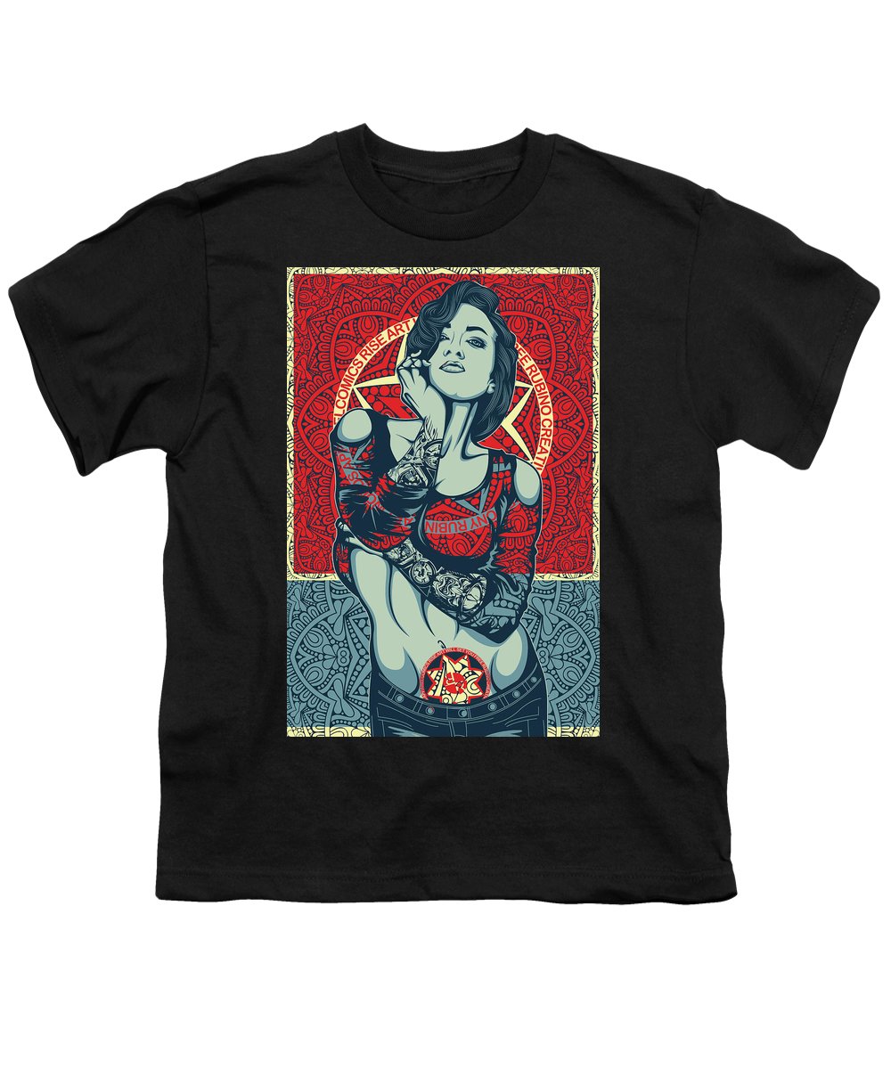 Rubino Mandala Woman Cool - Youth T-Shirt Youth T-Shirt Pixels Black Small 