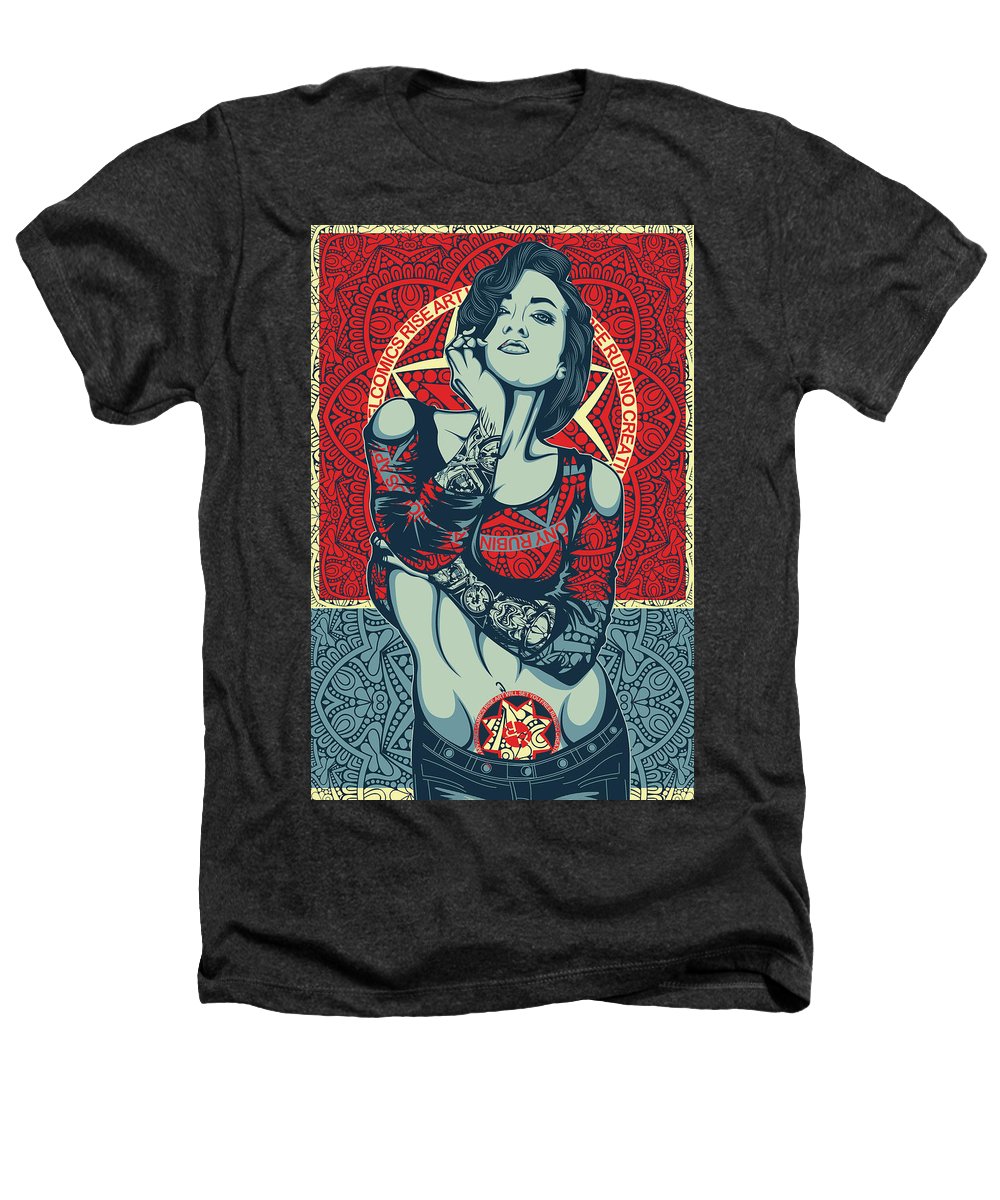 Rubino Mandala Woman Cool - Heathers T-Shirt Heathers T-Shirt Pixels Charcoal Small 