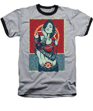 Rubino Mandala Woman Cool - Baseball T-Shirt Baseball T-Shirt Pixels Heather / Black Small 