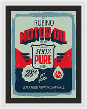 Rubino Motor Oil 2 - Framed Print Framed Print Pixels 22.500" x 30.000" White Black
