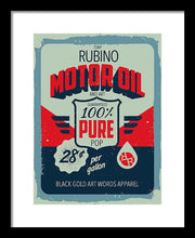 Rubino Motor Oil 2 - Framed Print Framed Print Pixels 10.500" x 14.000" Black White