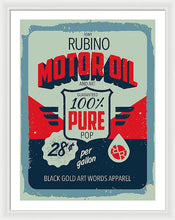 Rubino Motor Oil 2 - Framed Print Framed Print Pixels 27.000" x 36.000" White White