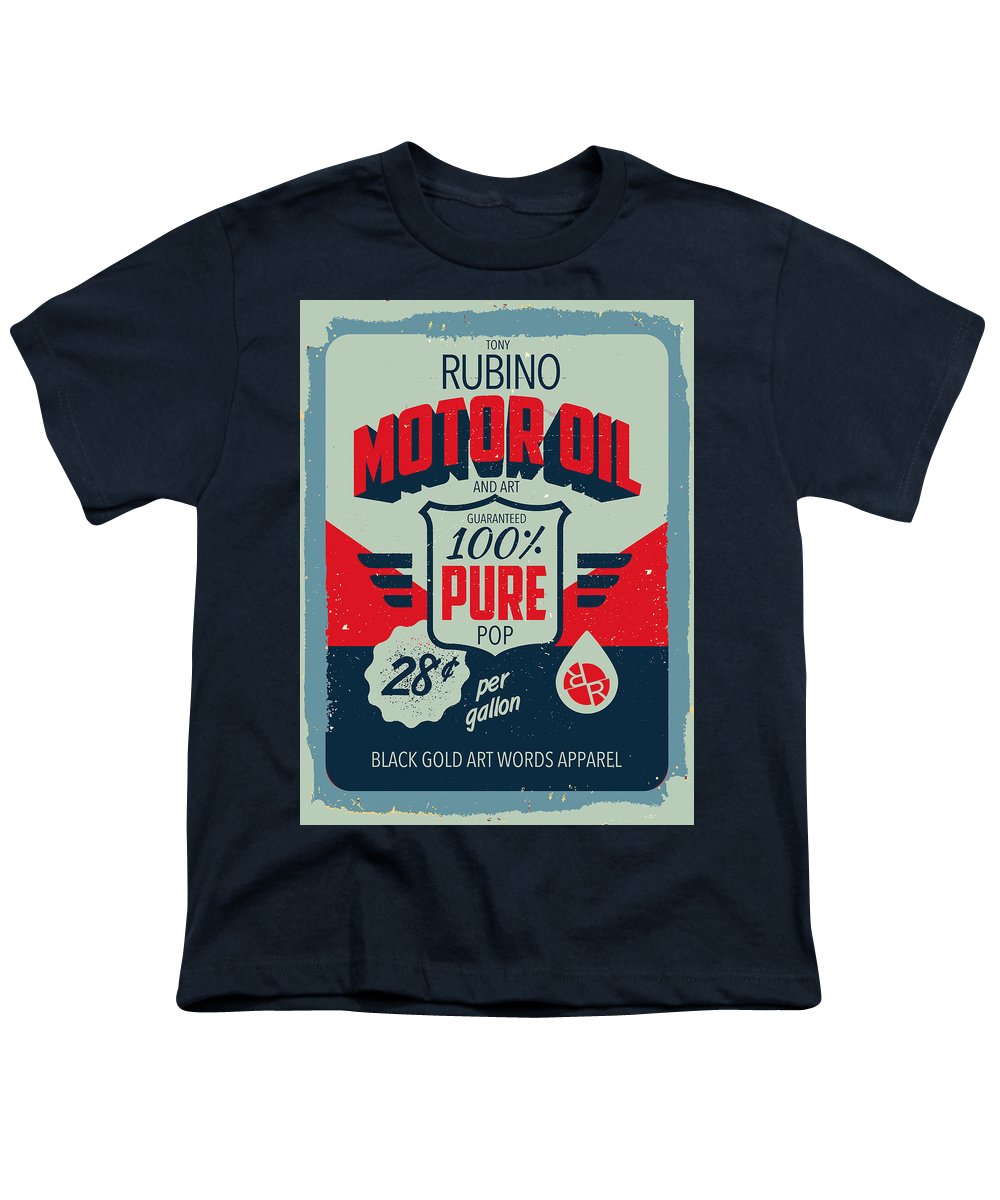 Rubino Motor Oil 2 - Youth T-Shirt Youth T-Shirt Pixels Navy Small 