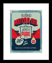 Rubino Motor Oil 2 - Framed Print Framed Print Pixels 9.000" x 12.000" Black White