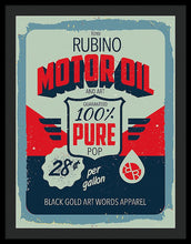 Rubino Motor Oil 2 - Framed Print Framed Print Pixels 27.000" x 36.000" Black Black