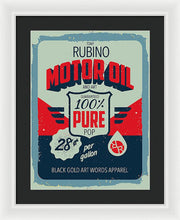 Rubino Motor Oil 2 - Framed Print Framed Print Pixels 15.000" x 20.000" White Black