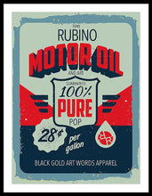 Rubino Motor Oil 2 - Framed Print Framed Print Pixels 30.000" x 40.000" Black White