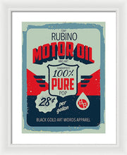 Rubino Motor Oil 2 - Framed Print Framed Print Pixels 15.000" x 20.000" White White