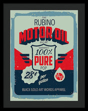 Rubino Motor Oil 2 - Framed Print Framed Print Pixels 18.000" x 24.000" Black Black