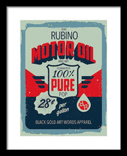 Rubino Motor Oil 2 - Framed Print Framed Print Pixels 12.000" x 16.000" Black White