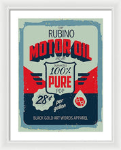 Rubino Motor Oil 2 - Framed Print Framed Print Pixels 18.000" x 24.000" White White