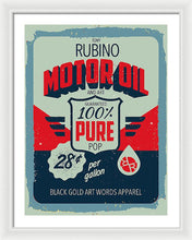 Rubino Motor Oil 2 - Framed Print Framed Print Pixels 22.500" x 30.000" White White