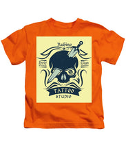 Rubino Motorcycle And Tattoo Skull - Kids T-Shirt Kids T-Shirt Pixels Orange Small 