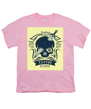 Rubino Motorcycle And Tattoo Skull - Youth T-Shirt Youth T-Shirt Pixels Pink Small 