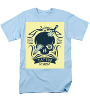 Rubino Motorcycle And Tattoo Skull - Men's T-Shirt  (Regular Fit) Men's T-Shirt (Regular Fit) Pixels Light Blue Small 