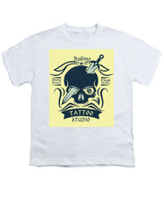 Rubino Motorcycle And Tattoo Skull - Youth T-Shirt Youth T-Shirt Pixels White Small 