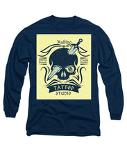 Rubino Motorcycle And Tattoo Skull - Long Sleeve T-Shirt Long Sleeve T-Shirt Pixels Navy Small 
