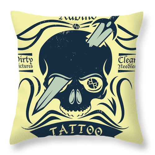 Rubino Motorcycle And Tattoo Skull - Throw Pillow Throw Pillow Pixels 14