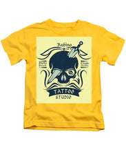Rubino Motorcycle And Tattoo Skull - Kids T-Shirt Kids T-Shirt Pixels Yellow Small 
