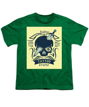 Rubino Motorcycle And Tattoo Skull - Youth T-Shirt Youth T-Shirt Pixels Kelly Green Small 